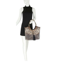Load image into Gallery viewer, Maxine Rhinestone And Tassel Tote with Leopard Print
