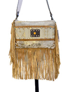 Maxine Upcycled Crossbody Leather Bag with Crystal Rivets and Fringe - Keep It Gypsy