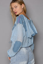 Load image into Gallery viewer, POL See Through Button Down Hoodie Top- Baby Blue, Women&#39;s
