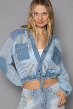 Load image into Gallery viewer, POL See Through Button Down Hoodie Top- Baby Blue, Women&#39;s
