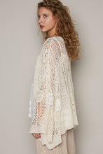 Load image into Gallery viewer, POL Oversized Fit Open Lace Top with White Lace Appliqués
