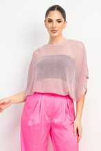 Load image into Gallery viewer, Metallic Pink and Silver Fishnet Sweater Top
