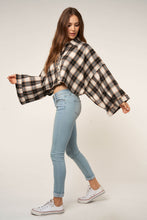 Load image into Gallery viewer, Wide Sleeve Snap Button Down Plaid Shirt Jacket
