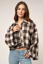 Load image into Gallery viewer, Wide Sleeve Snap Button Down Plaid Shirt Jacket
