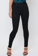 Black High Rise 5-Pocket Skinny Jeans by YMI - Women's
