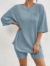 Load image into Gallery viewer, Ribbed Round Neck Top and Shorts Set
