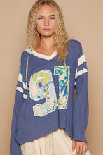 Load image into Gallery viewer, POL Exposed Seam Number Patch V-Neck Hooded Top
