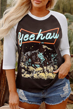 Load image into Gallery viewer, Brown Western Yeehaw Graphic Vintage Raglan Long Sleeve Top
