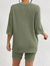 Load image into Gallery viewer, Ribbed Round Neck Top and Shorts Set
