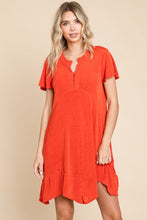 Load image into Gallery viewer, Culture Code Full Size Notched Short Sleeve Dress
