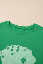 Load image into Gallery viewer, Bright Green Rhinestone Lucky Poker Cards Oversized T Shirt Mini Dress
