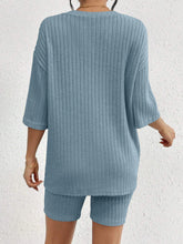 Load image into Gallery viewer, Ribbed Round Neck Top and Shorts Set
