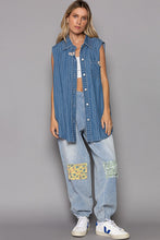 Load image into Gallery viewer, POL Button Down Sleeveless Striped Denim Shirt
