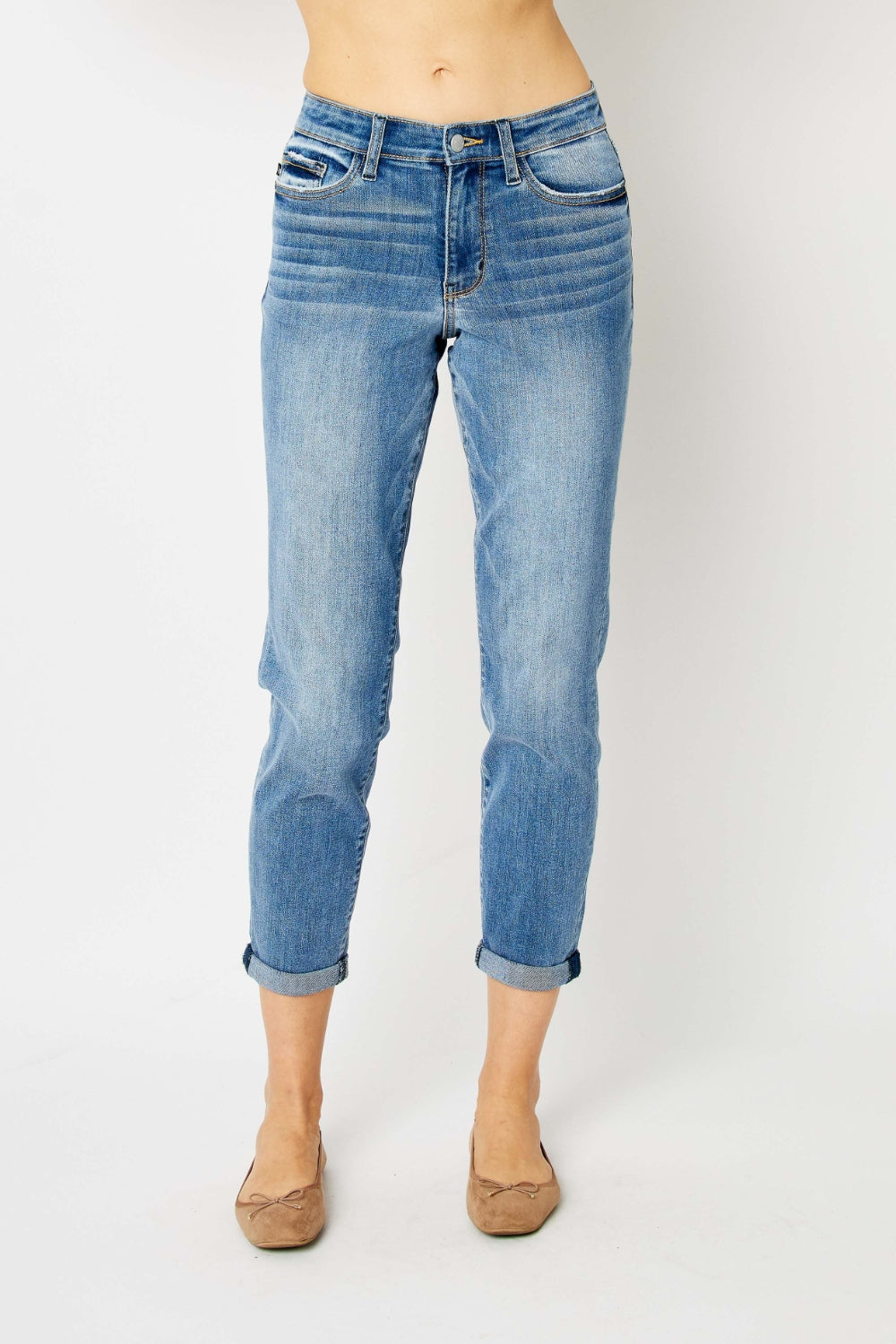 Judy Blue Cuffed Hem Mid Rise Slim Jeans