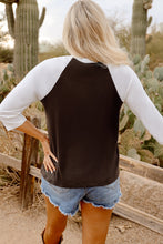 Load image into Gallery viewer, Brown Western Yeehaw Graphic Vintage Raglan Long Sleeve Top
