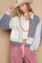 Load image into Gallery viewer, POL Crochet Patch Exposed Seam Button Up Jacket
