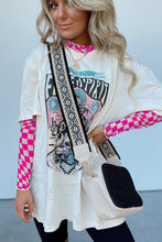 Load image into Gallery viewer, Rose Checkered Pattern Mesh Mock Neck Long Sleeve Top
