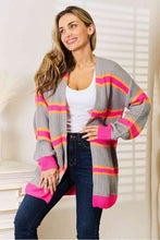 Load image into Gallery viewer, Woven Right Pink and Gray Ribbed Long Sleeve Cardigan
