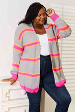 Load image into Gallery viewer, Woven Right Pink and Gray Ribbed Long Sleeve Cardigan
