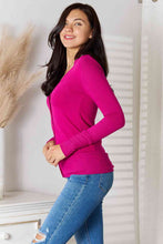 Load image into Gallery viewer, Zenana V-Neck Long Sleeve Cardigan Womens and Curvy - Magenta
