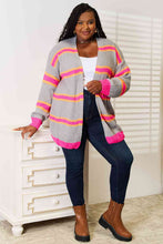 Load image into Gallery viewer, Woven Right Pink and Gray Ribbed Long Sleeve Cardigan
