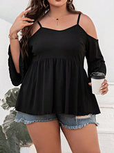 Load image into Gallery viewer, Cold Shoulder Flounce Sleeve Blouse - Curvy
