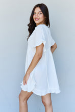 Load image into Gallery viewer, Ninexis Out Of Time Ruffle Hem Dress with Drawstring Waistband in White
