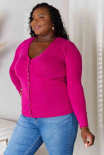 Load image into Gallery viewer, Zenana V-Neck Long Sleeve Cardigan Womens and Curvy - Magenta
