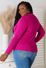 Load image into Gallery viewer, Zenana V-Neck Long Sleeve Cardigan Womens and Curvy - Magenta
