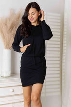 Load image into Gallery viewer, Culture Code Drawstring Long Sleeve Hooded Dress - Black
