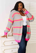 Load image into Gallery viewer, Woven Right Pink and Gray Ribbed Long Sleeve Cardigan
