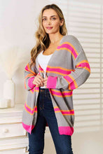 Load image into Gallery viewer, Woven Right Pink and Gray Ribbed Long Sleeve Cardigan
