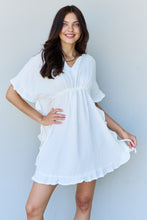 Load image into Gallery viewer, Ninexis Out Of Time Ruffle Hem Dress with Drawstring Waistband in White
