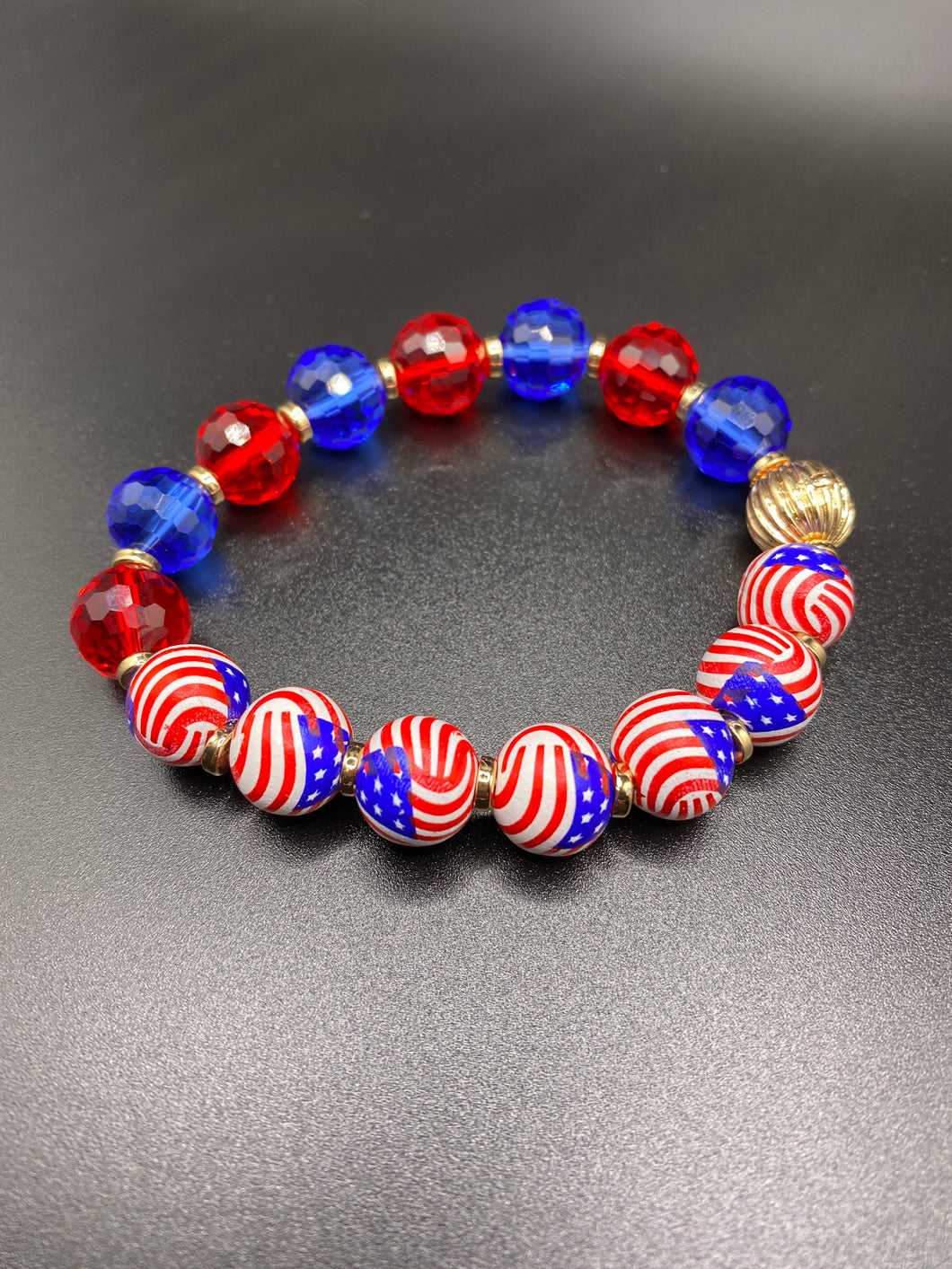 USA Flag Bead Stretch Bracelet