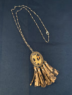 Leopard Hide Long Necklace with Leopard Suede Tassel