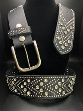 Load image into Gallery viewer, Rhinestone Studded Chevron Leather Belt-Womens
