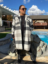 Load image into Gallery viewer, Black and White Button Down Plaid Coat by Hers &amp; Mine
