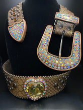 Load image into Gallery viewer, Heart Rhinestones and Studded Leather Belt
