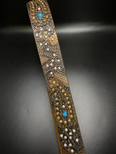 Load image into Gallery viewer, Rhinestone Studded Leather Belt with Turquoise Accents-Brown
