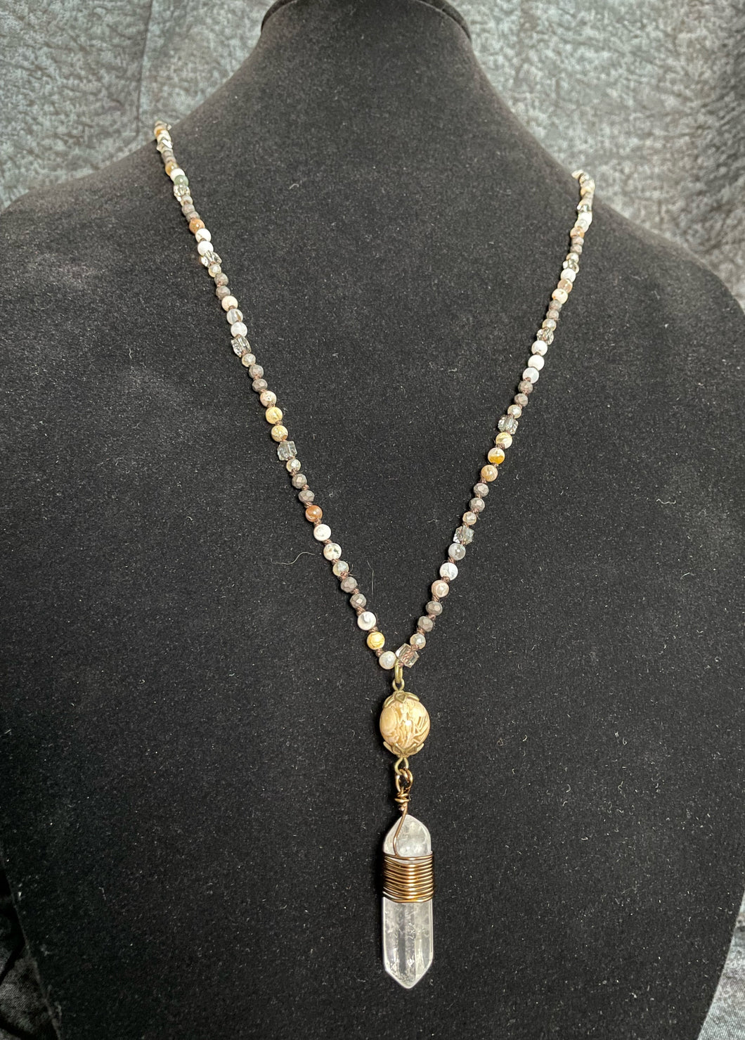 Crystal Necklace with Wire Wrapping