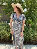 Short Sleeve Leopard Dress - Women's