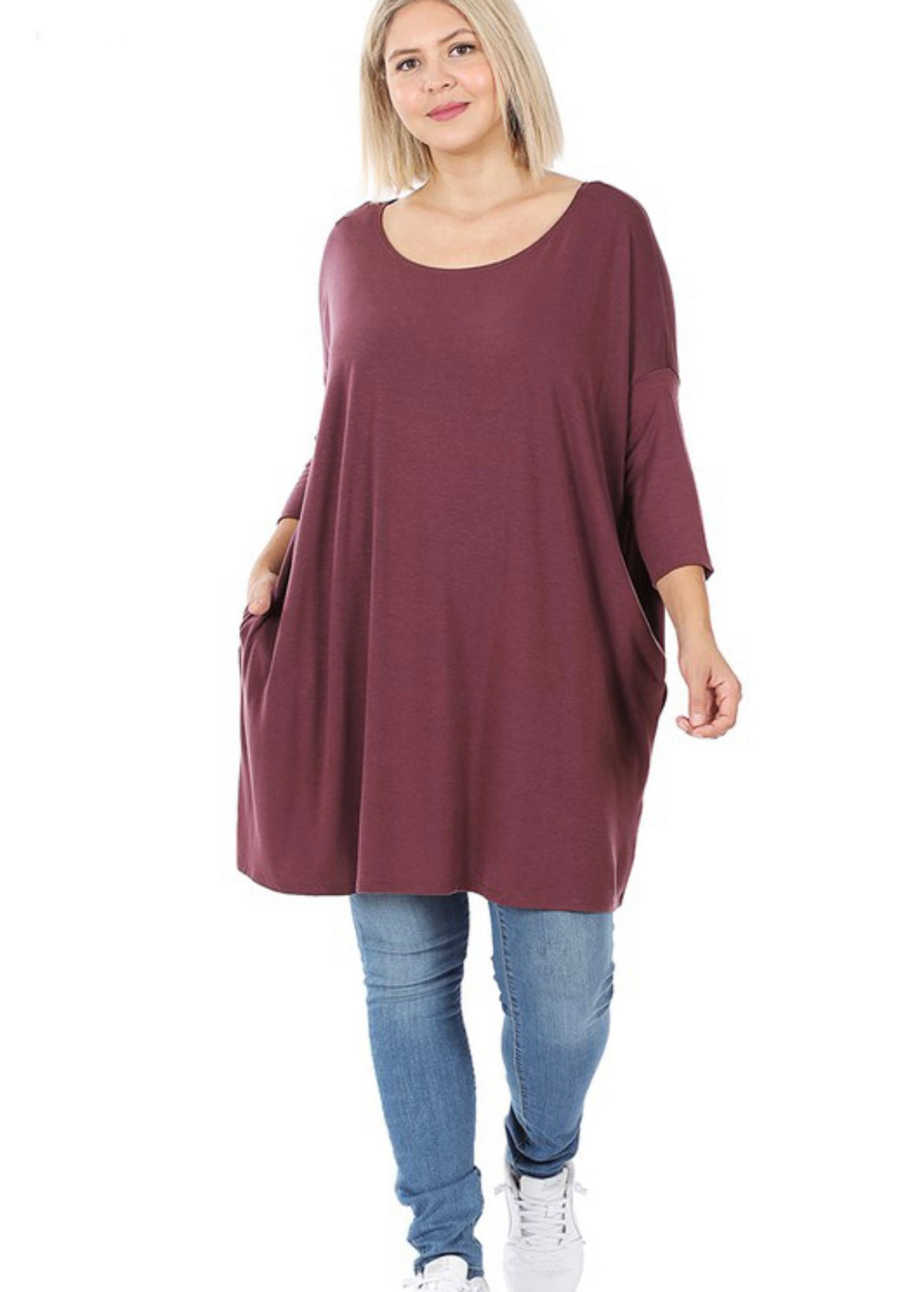 Oversized Drop Shoulder Boxy Top-Curvy