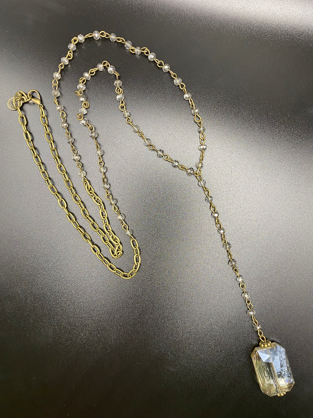 Crystal Pendant Lariat Necklace