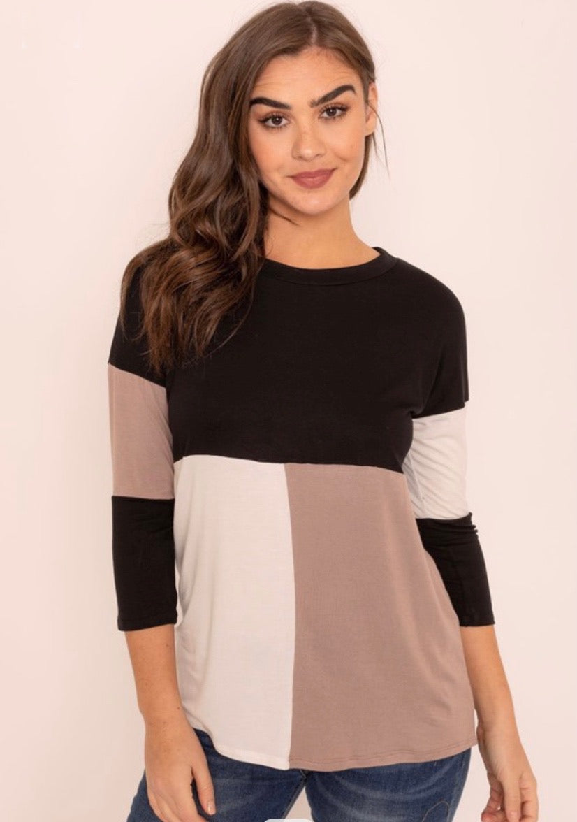 Color Block Tunic Top- Curvy