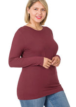 Load image into Gallery viewer, Microfiber Long Sleeve Round Neck Tee - Curvy
