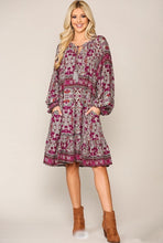 Load image into Gallery viewer, Printed Ruffled Peasant Dress - Women&#39;s
