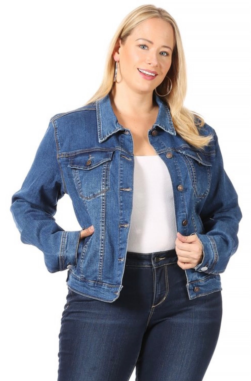 Alicia Denim Jacket with Stretch Fabric -Curvy