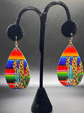 Load image into Gallery viewer, Multi Color and Cheetah Cactus Drop Earrings
