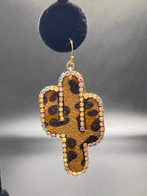 Load image into Gallery viewer, Leopard Cactus with Rhinestone Earrings
