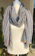 Gray and Blue Multi-Colored Scarf